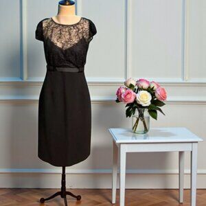 Calvin Klein Cap Sleeve Crew Neck Illusion Lace Dress